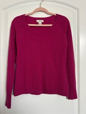 90s Vintage 100% 2 Ply Cashmere Cable-Knit Crew Sweater size L preppy chic y2k